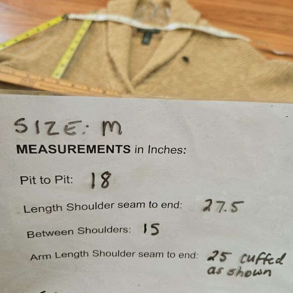 LRL Ralph Lauren Jeans Linen Cotton Cardigan Sweater M Shawl Collar Bone buttons - Picture 3 of 9